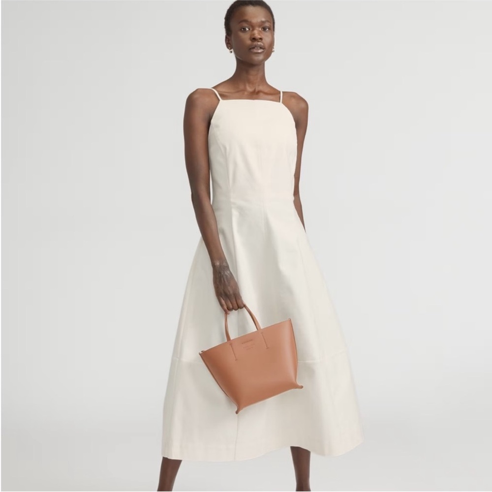 Everlane Structured Cotton Bell Midi Dress in Navy